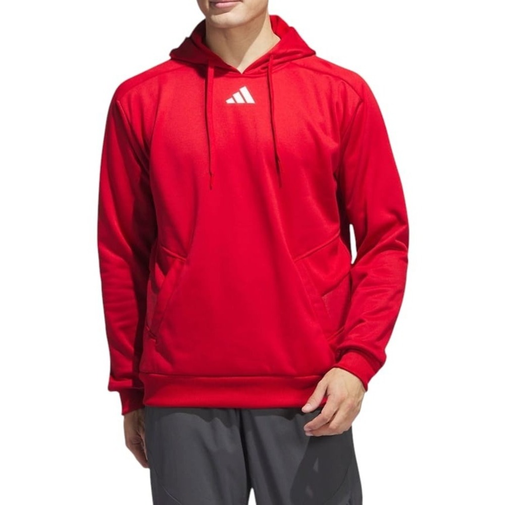 Adidas Men's Aeroready Pullover Hoodie Fleece Lined Pockets Red Sz Medium HS1283